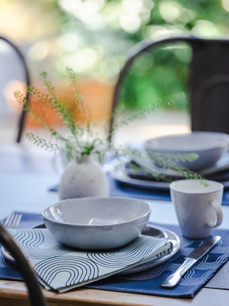 Ulster Weavers Blue Causeway Geo Linen Napkins 2 Pack - Image 1 of 2