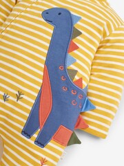 JoJo Maman Bébé Mustard Dinosaur Appliqué Zip Sleepsuit - Image 5 of 5