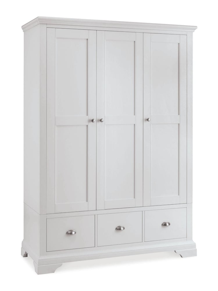 Bentley Designs White Hampstead Triple, 3 drawers Wardrobe - Image 1 of 2