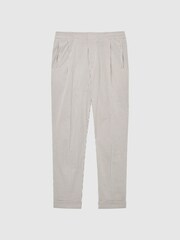 Reiss Taupe/White Stall Seersucker Relaxed Fit Trousers - Image 2 of 6