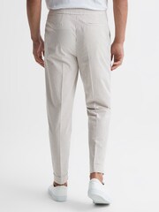 Reiss Taupe/White Stall Seersucker Relaxed Fit Trousers - Image 5 of 6