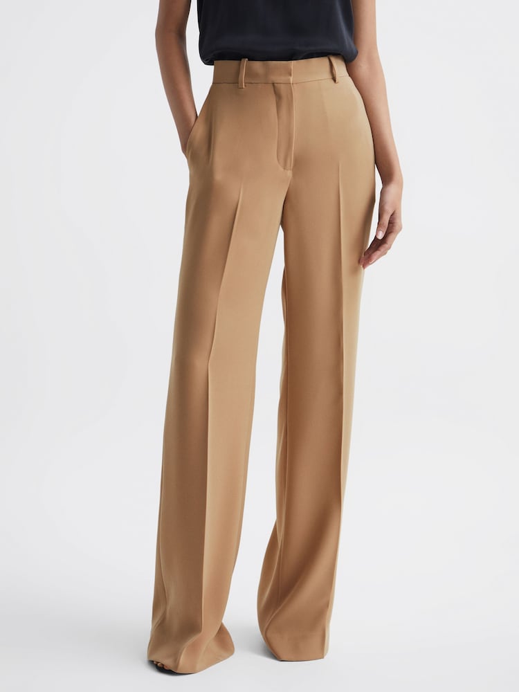 Reiss Neutral Margeaux Wide Leg Suit Trousers - Image 1 of 7