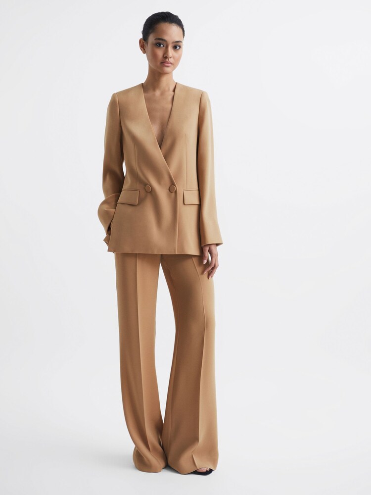 Reiss Neutral Margeaux Wide Leg Suit Trousers - Image 3 of 7