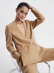Reiss Neutral Margeaux Wide Leg Suit Trousers - Image 7 of 7