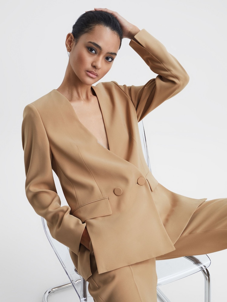 Reiss Neutral Margeaux Wide Leg Suit Trousers - Image 7 of 7