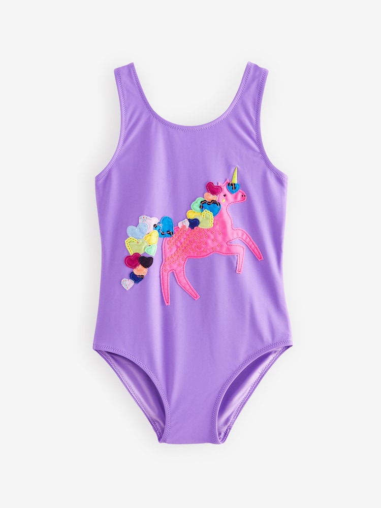 Buy Purple Unicorn Appliqué Swimsuit (3-16yrs) from Next Sweden