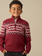 Angel & Rocket Red Oakley Fairisle Zip Neck Jumper - Image 1 of 4