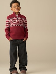 Angel & Rocket Red Oakley Fairisle Zip Neck Jumper - Image 4 of 4