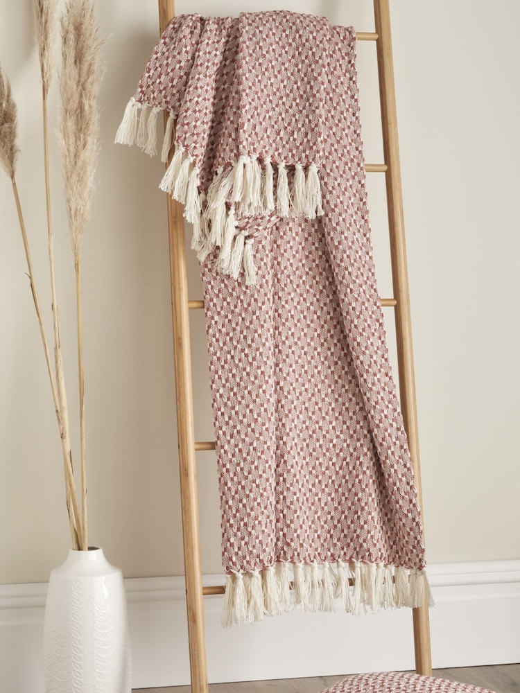 Appletree Red Bexley 100% Cotton Throw - Image 1 of 2