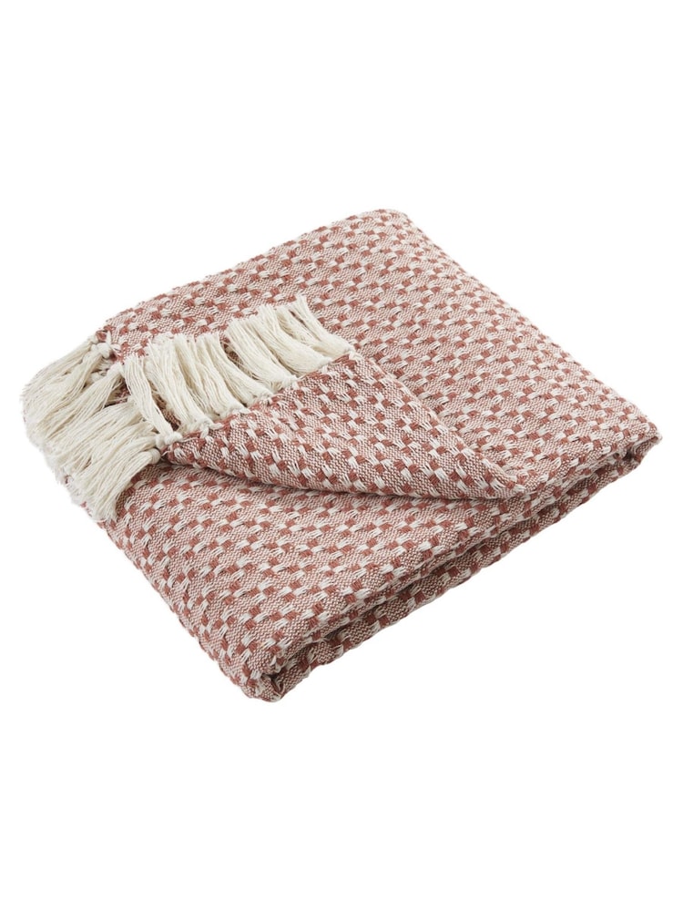Appletree Red Bexley 100% Cotton Throw - Image 2 of 2