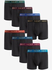 Black Rich Textured Waistband Bamboo 8 pack A-Front Boxers - Image 1 of 10