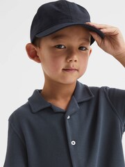 Reiss Airforce Blue Westley Junior Cuban Collar Ribbed Shirt - Image 4 of 7