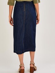 Monsoon Blue Denim Belted Button Front Skirt - Image 2 of 4