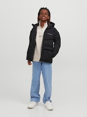 JACK & JONES Hooded Padded Black Coat - Image 3 of 7