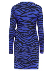 Pour Moi Black & Blue Zebra Bryony Slinky Dress - Image 4 of 4