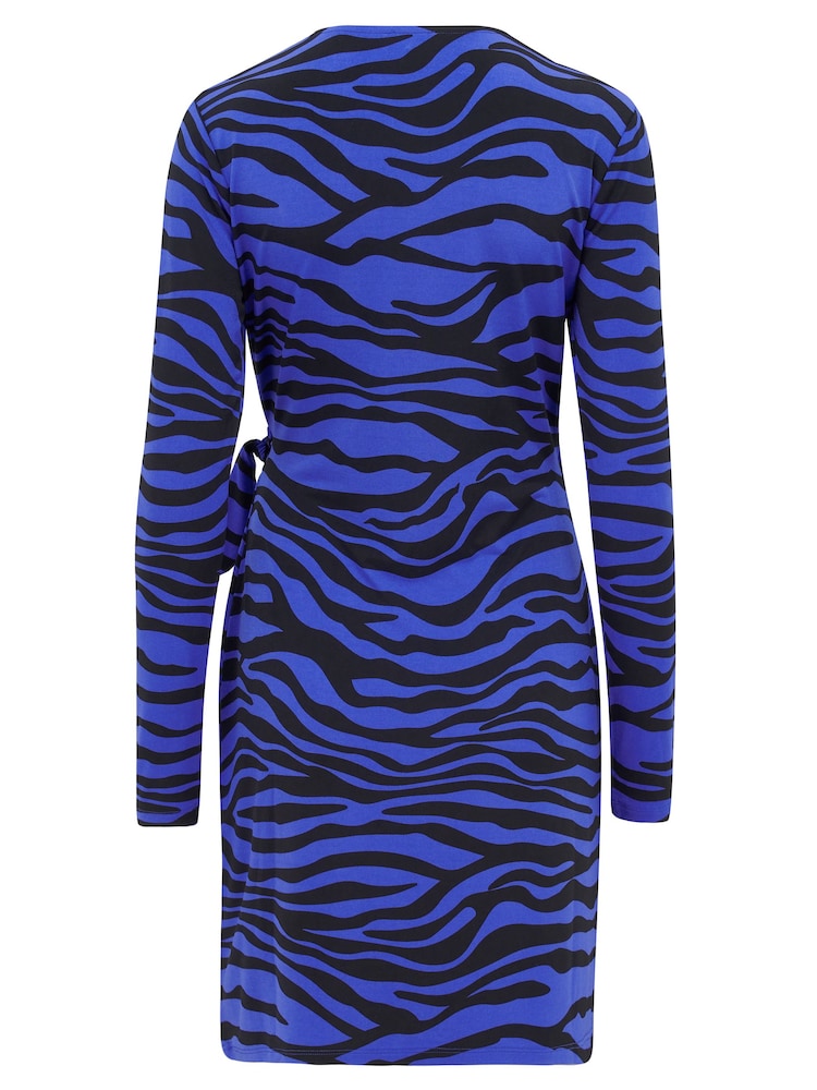 Pour Moi Black & Blue Zebra Bryony Slinky Dress - Image 4 of 4