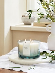 Blue Linen Lidded Jar 3 Wick Scented Candle - Image 1 of 2