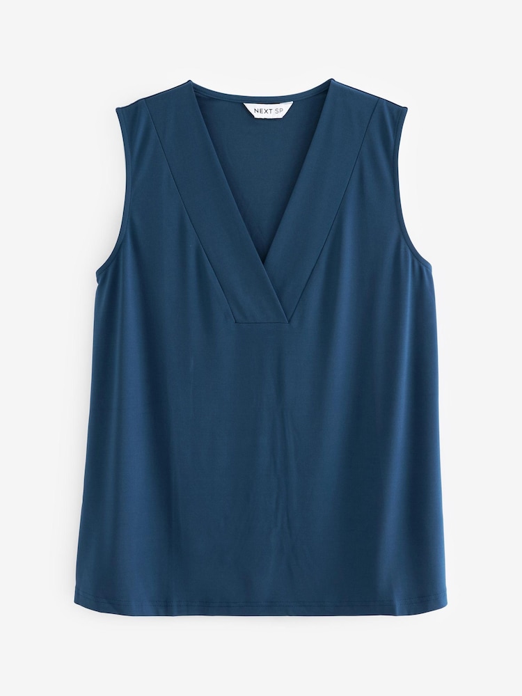 Navy Blue V-Neck Vest Top - Image 1 of 1