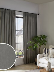 Charcoal Grey Cotton Lined Pencil Pleat Curtains - Image 1 of 7