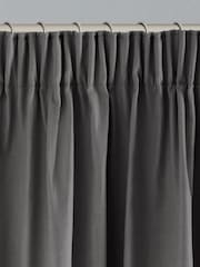 Charcoal Grey Cotton Lined Pencil Pleat Curtains - Image 4 of 7