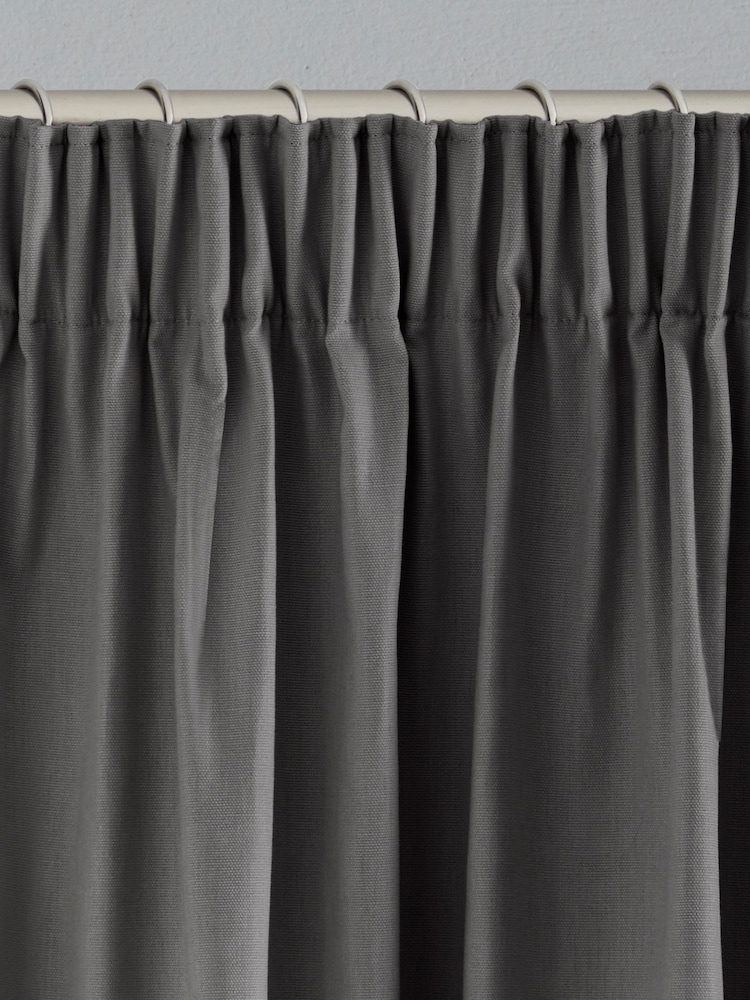 Charcoal Grey Cotton Lined Pencil Pleat Curtains - Image 4 of 7