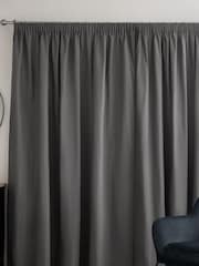 Charcoal Grey Cotton Lined Pencil Pleat Curtains - Image 5 of 7