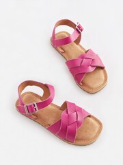 Pink Standard Fit (F) Woven Leather Sandals - Image 1 of 5