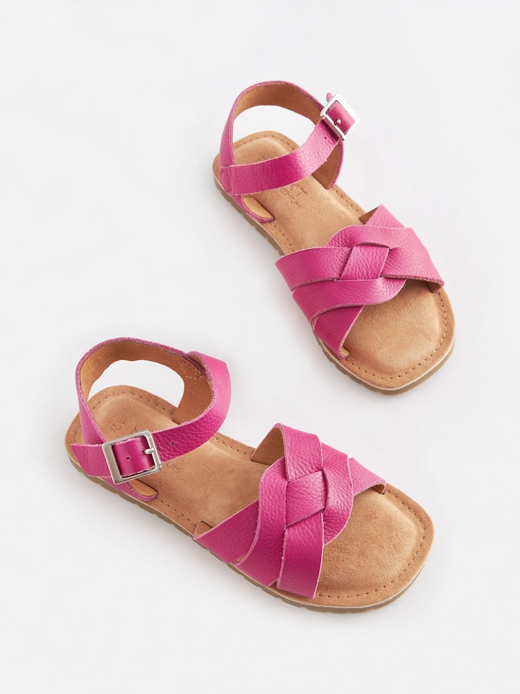 Pink Standard Fit (F) Woven Leather Sandals - Image 1 of 5
