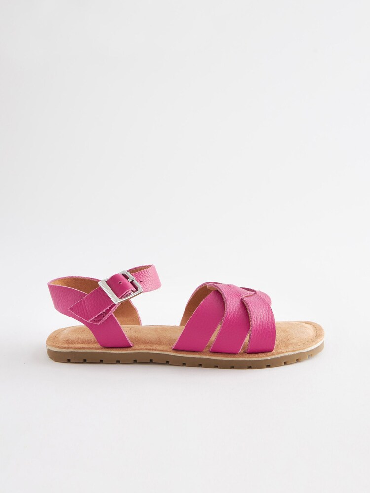 Pink Standard Fit (F) Woven Leather Sandals - Image 2 of 5