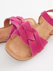 Pink Standard Fit (F) Woven Leather Sandals - Image 3 of 5