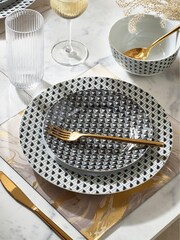 12 Piece Monochrome Gosford Dinner Set - Image 1 of 4