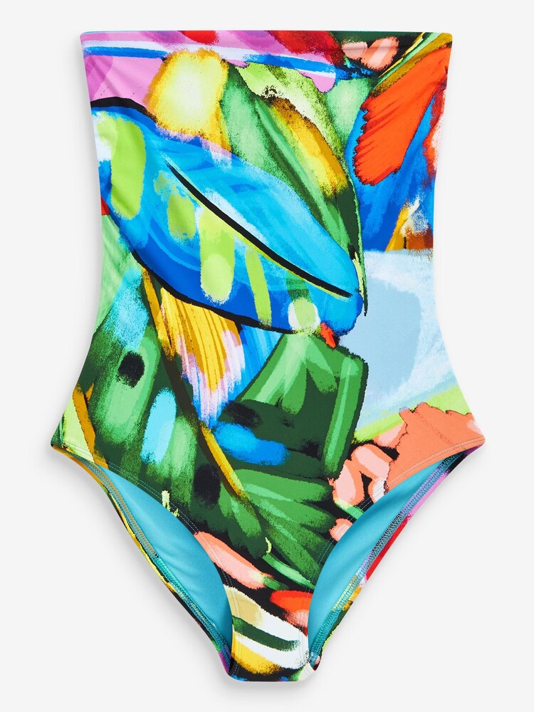 Orange/Print Bandeau Swimsuits 2 Pack - Image 2 of 9