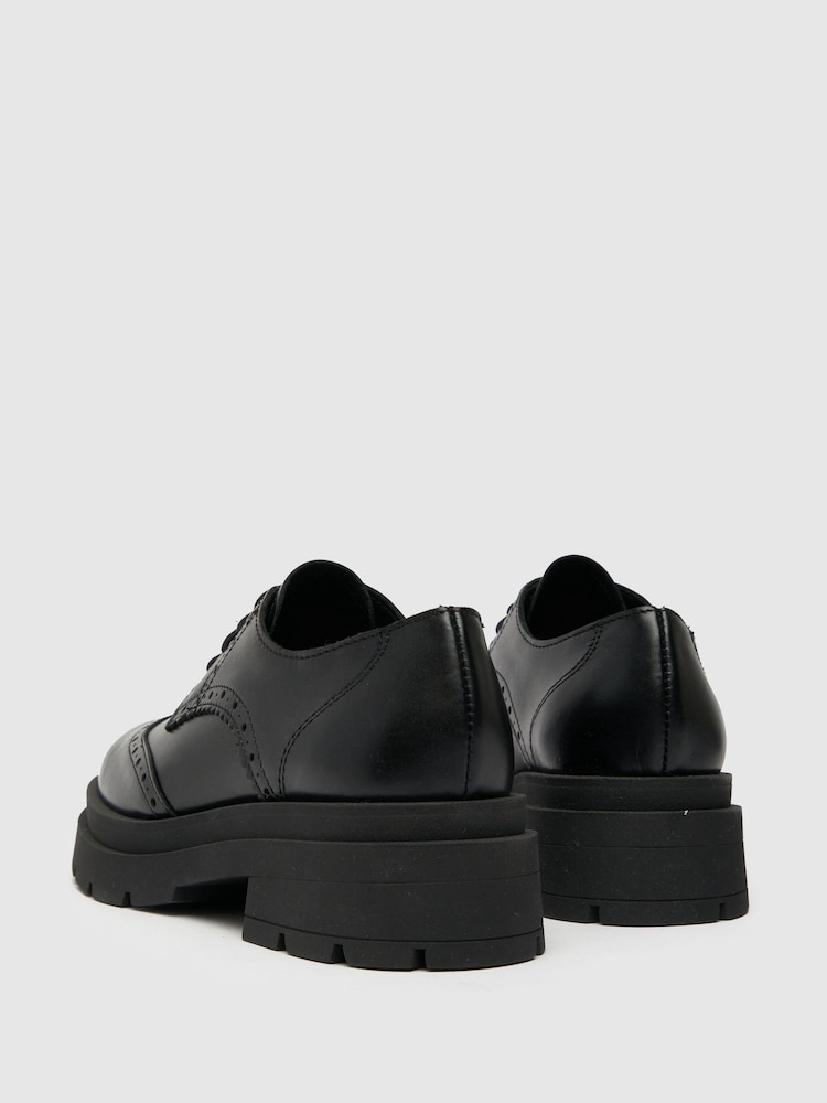 Schuh Lorin Leather Lace Up Black Brogues - Image 4 of 4