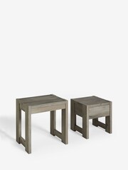 Grey Heath Oak Effect Storage Nest of 2 Tables - Image 9 of 9