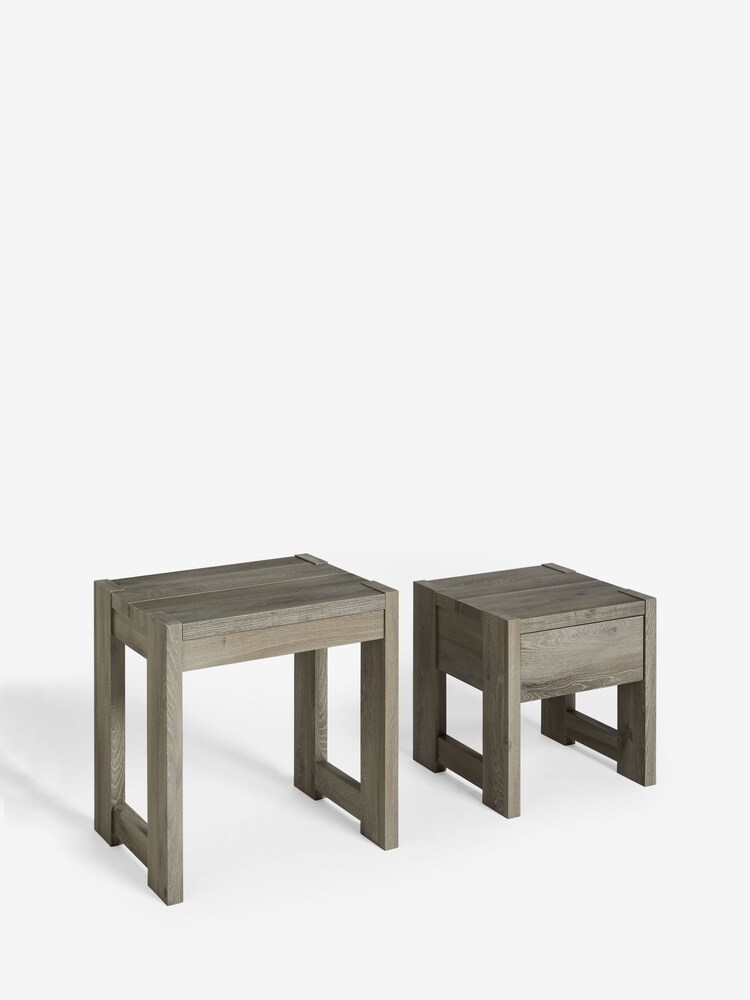 Grey Heath Oak Effect Storage Nest of 2 Tables - Image 9 of 9