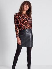 Sonder Studio	Black Leather Mini Skirt - Image 3 of 4