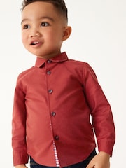 Rust Brown Long Sleeve Trimmed Oxford Shirt (3mths-7yrs) - Image 1 of 6