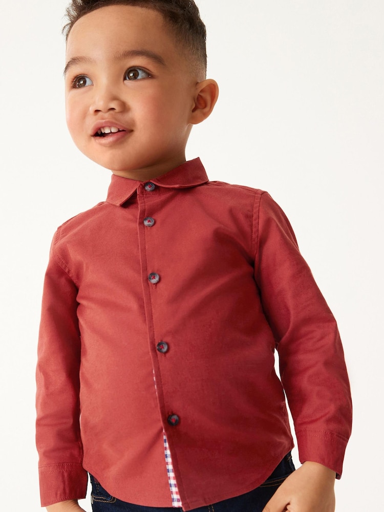 Rust Brown Long Sleeve Trimmed Oxford Shirt (3mths-7yrs) - Image 1 of 6