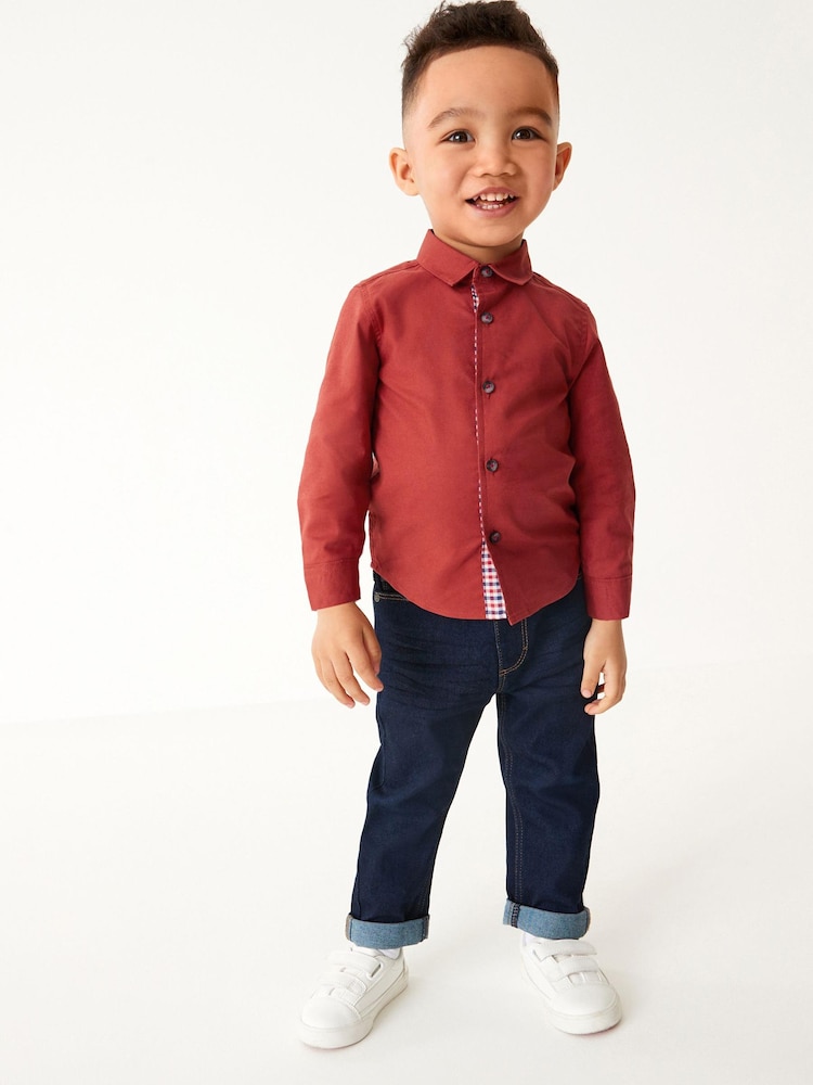 Rust Brown Long Sleeve Trimmed Oxford Shirt (3mths-7yrs) - Image 2 of 6