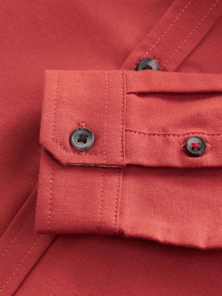 Rust Brown Long Sleeve Trimmed Oxford Shirt (3mths-7yrs) - Image 6 of 6