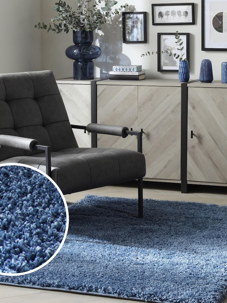 Blue Premium Cosy Shaggy Rug - Image 2 of 7