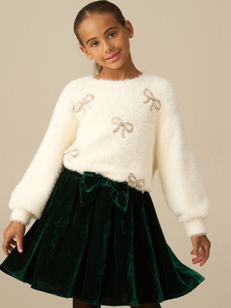 Angel & Rocket Cream Laila Embellished Bow Eyelash Jumper - Image 3 of 3