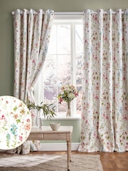 Laura Ashley Crimson Red Wild Meadow Blackout Blackout/Thermal Lined  Eyelet Curtains - Image 2 of 3
