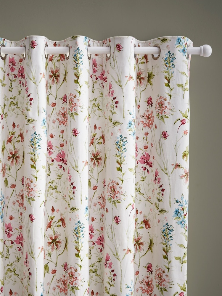 Laura Ashley Crimson Red Wild Meadow Blackout Blackout/Thermal Lined  Eyelet Curtains - Image 3 of 3