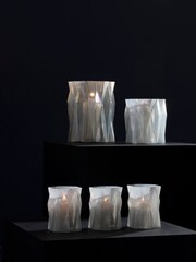 Fifty Five South Pink Glass/Iridescent Candle Holder - Image 1 of 2