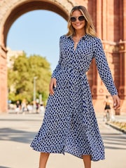 Sosandar Blue Belted Shirt Midaxi Dress - Image 3 of 5