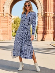 Sosandar Blue Belted Shirt Midaxi Dress - Image 4 of 5