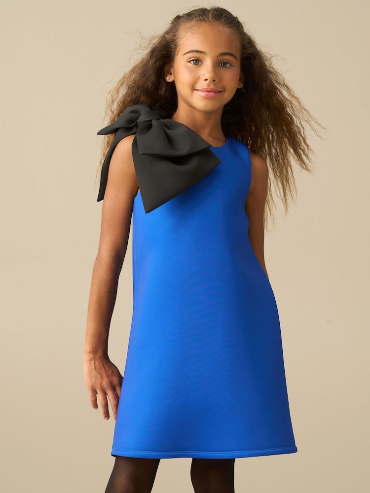 Angel & Rocket Blue Thea Oversized Bow Scuba Shift Dress - Image 1 of 5