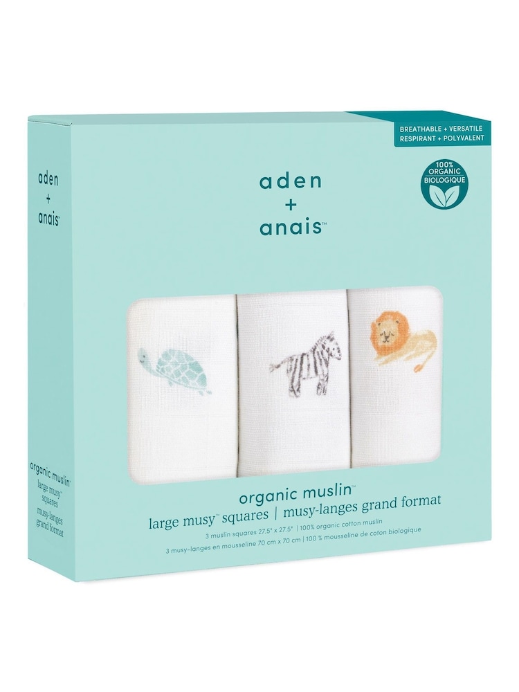 звериный мир - Набор из 3 квадратных пеленок из органического хлопка Aden + Anais - Изображение 5 5