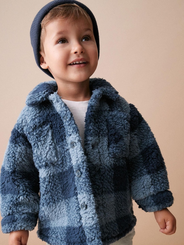 Blue Teddy Fleece Borg Shacket (3mths-7yrs) - Image 1 of 7